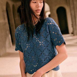 Sezane Dorine Top, Size M, Blue